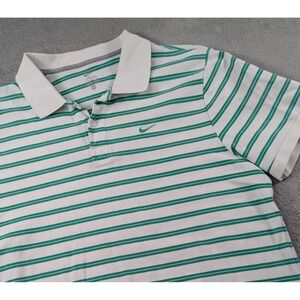 Nike Men's Size XL Golf Polo Shirt Green White Stripe Short Sleeve